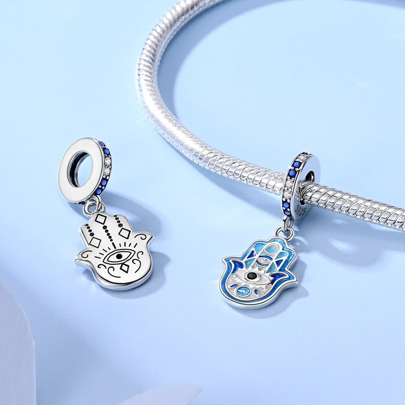 Hamsa Hand with Evil Eye Dangle Charm