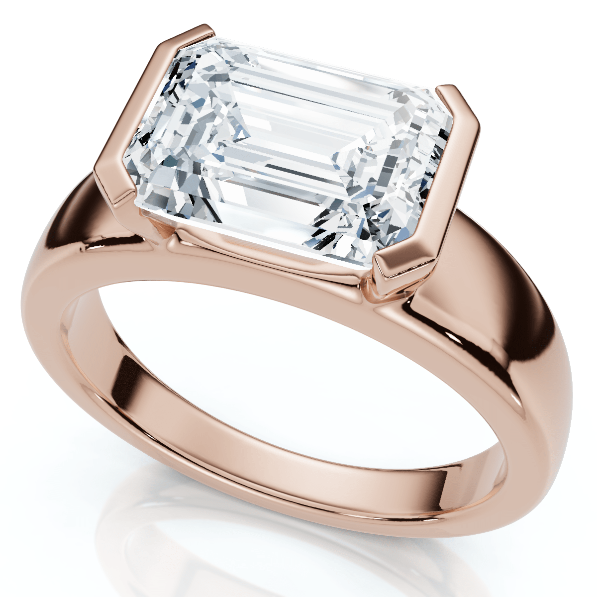 Certified 2 2/3ct East West Emerald Cut Engagement Ring Gold or Pt Lab Grown