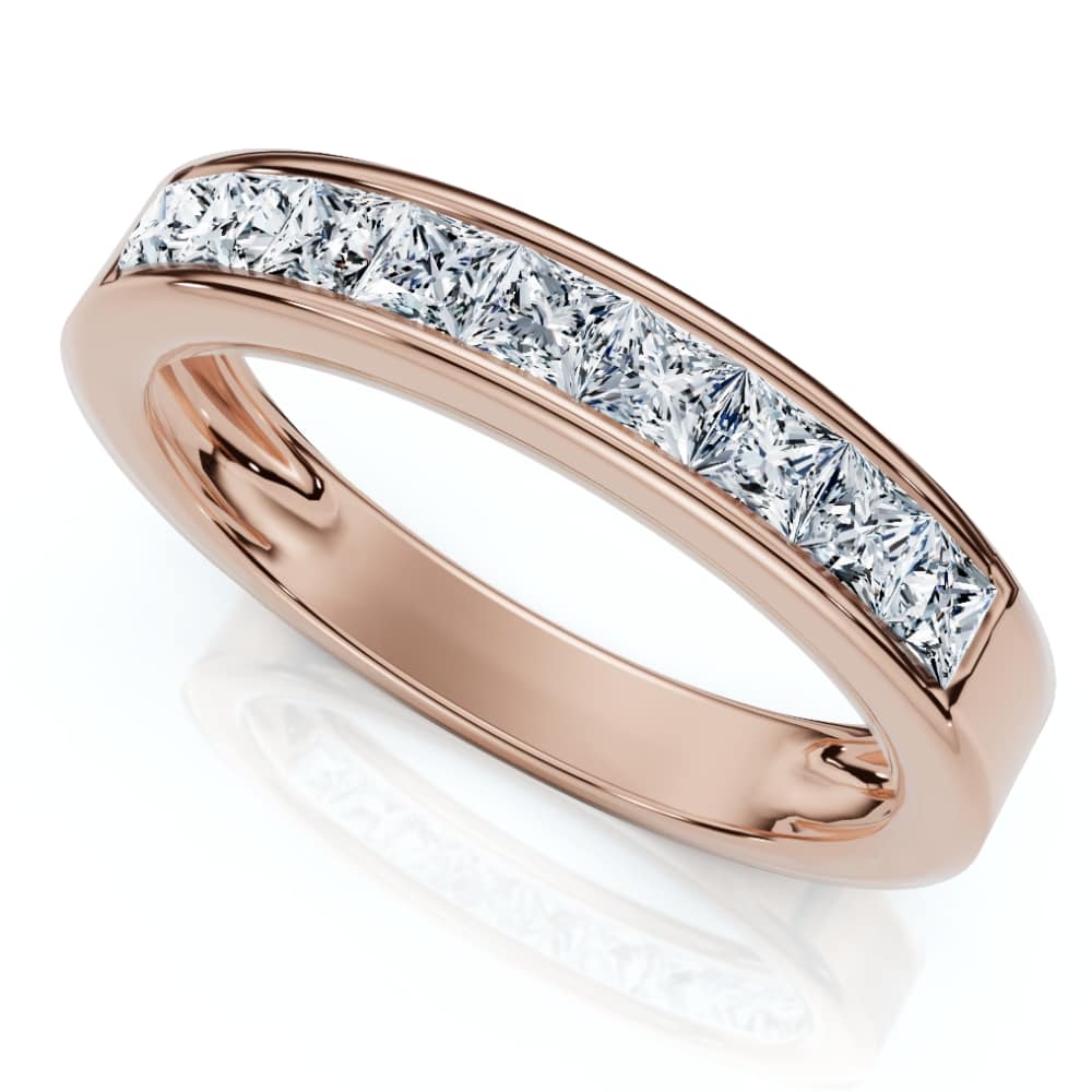 1/2Ct Princess Cut Diamond Wedding Ring 14k Gold Channel Set Lab Grown
