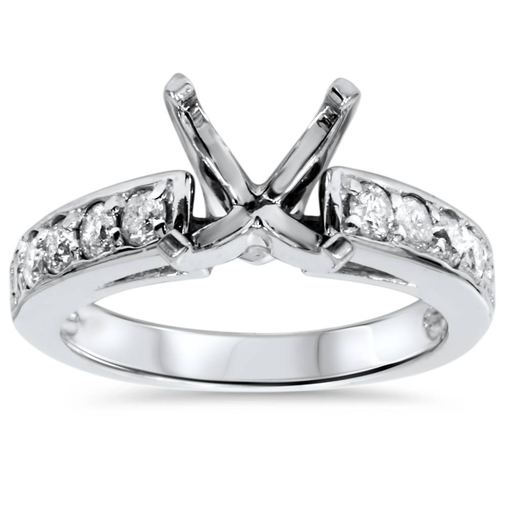 1/2ct Diamond Semi Mount Ring 14K White Gold Size: 8.5