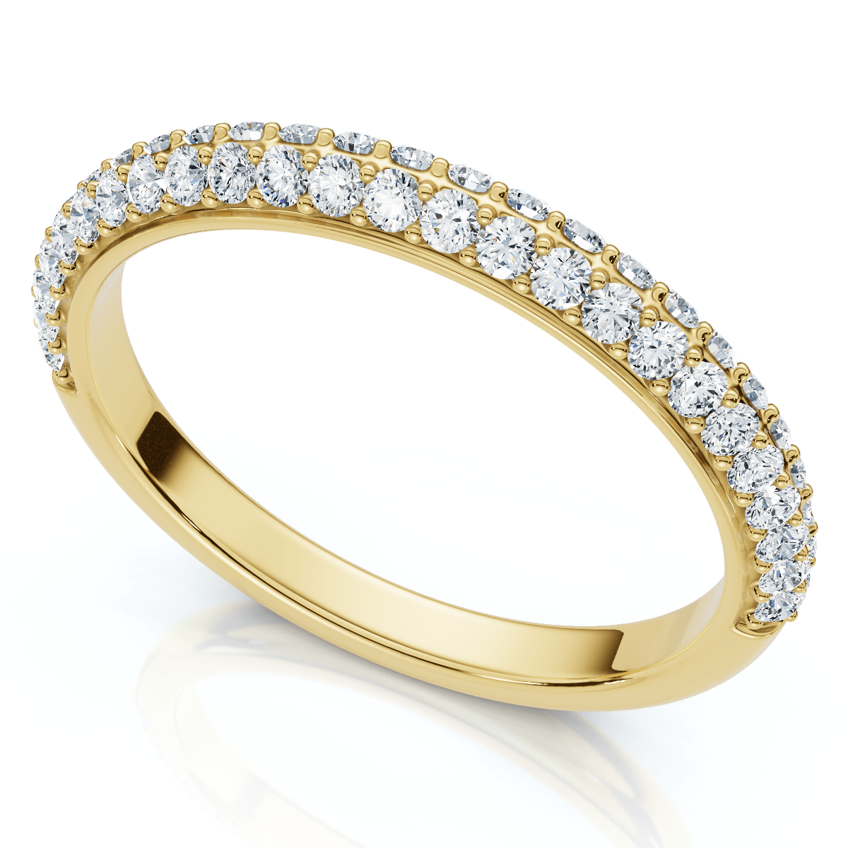 1/4Ct TW Diamond Micro Pave Wedding Ring Stackable Band 14k Gold Lab Grown