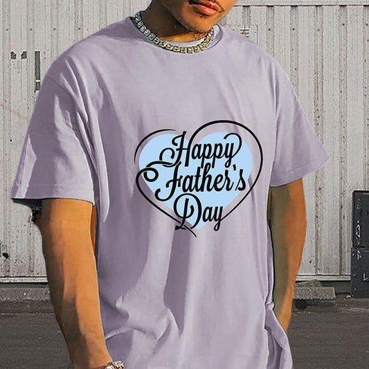 Men's Happy Father's Day Print Cotton T-shirt