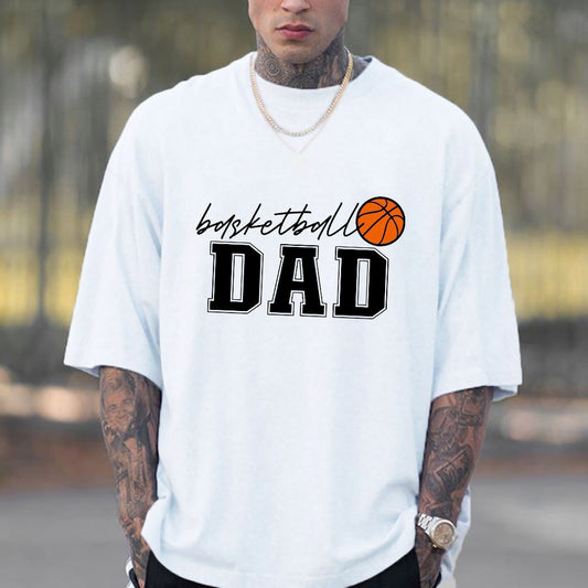 Sporty Basketball Dad Hoops and Letters Print Tee