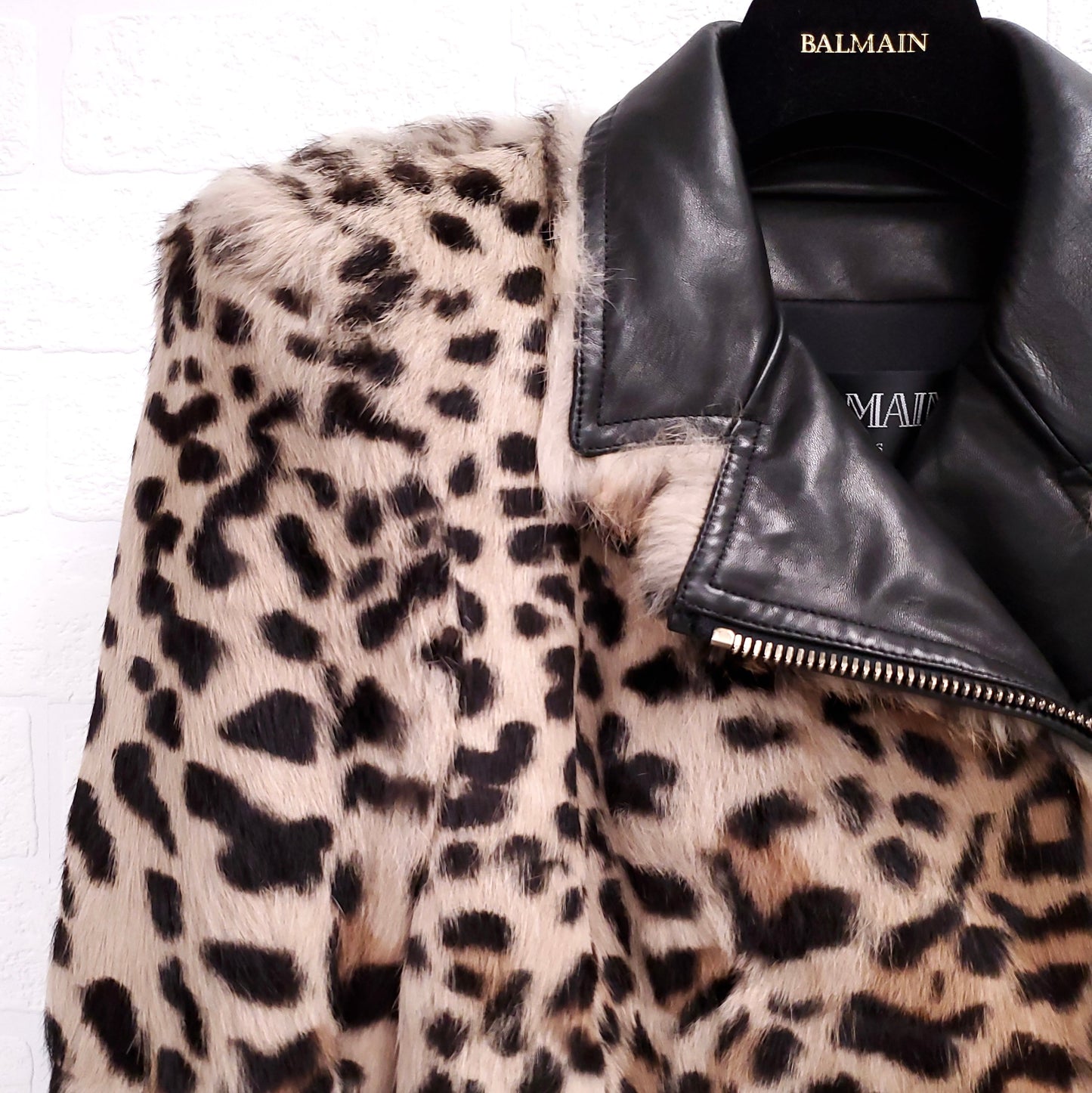 BALMAIN LEOPARD LEATHER JACKET - SIZE 36