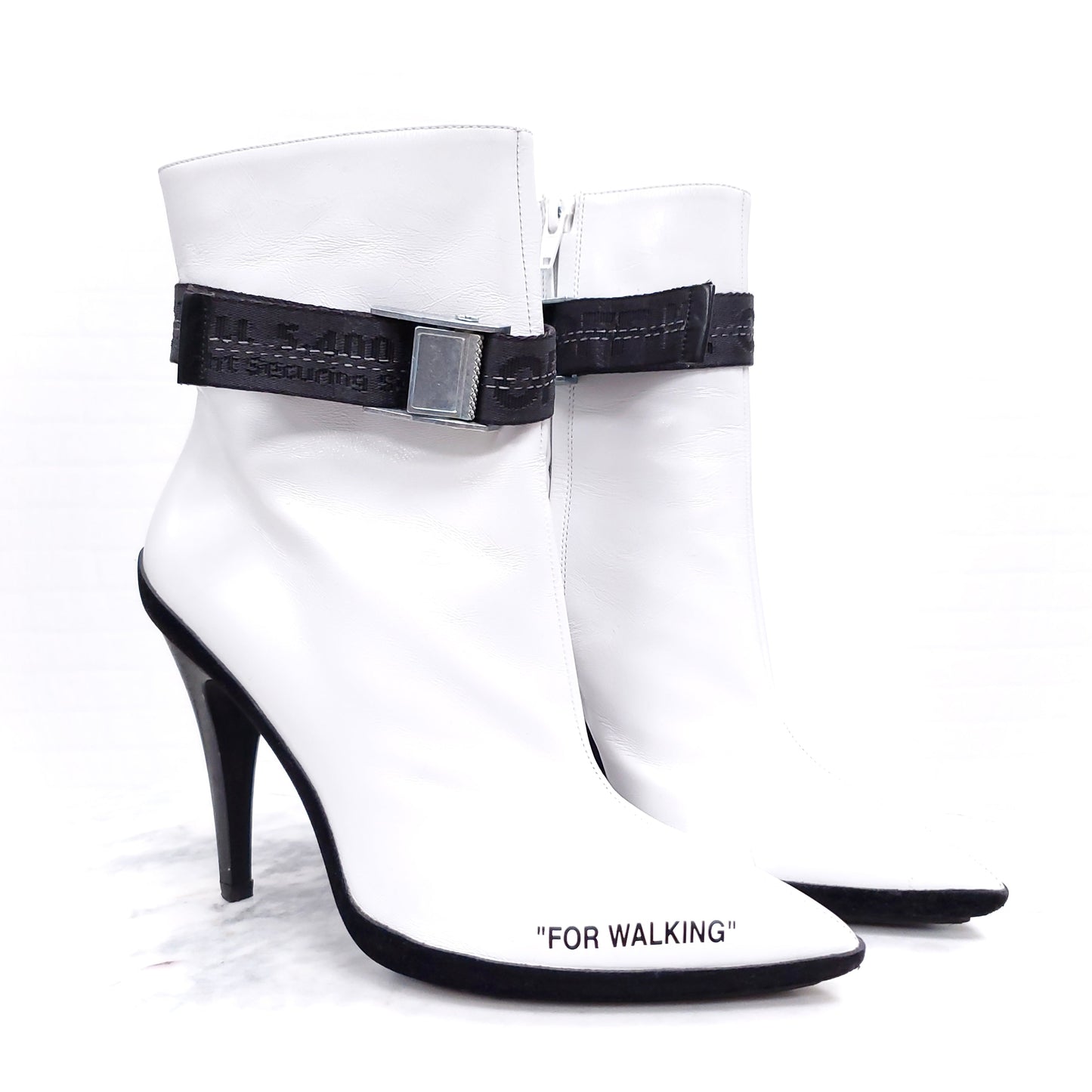 OFF-WHITE LEATHER LOGO BOOTS - SIZE 40