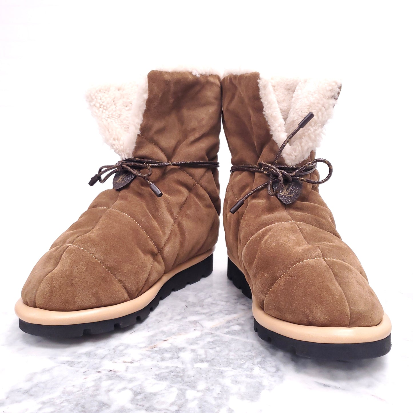 LOUIS VUITTON SUEDE PILLOW BOOTS - SIZE 36