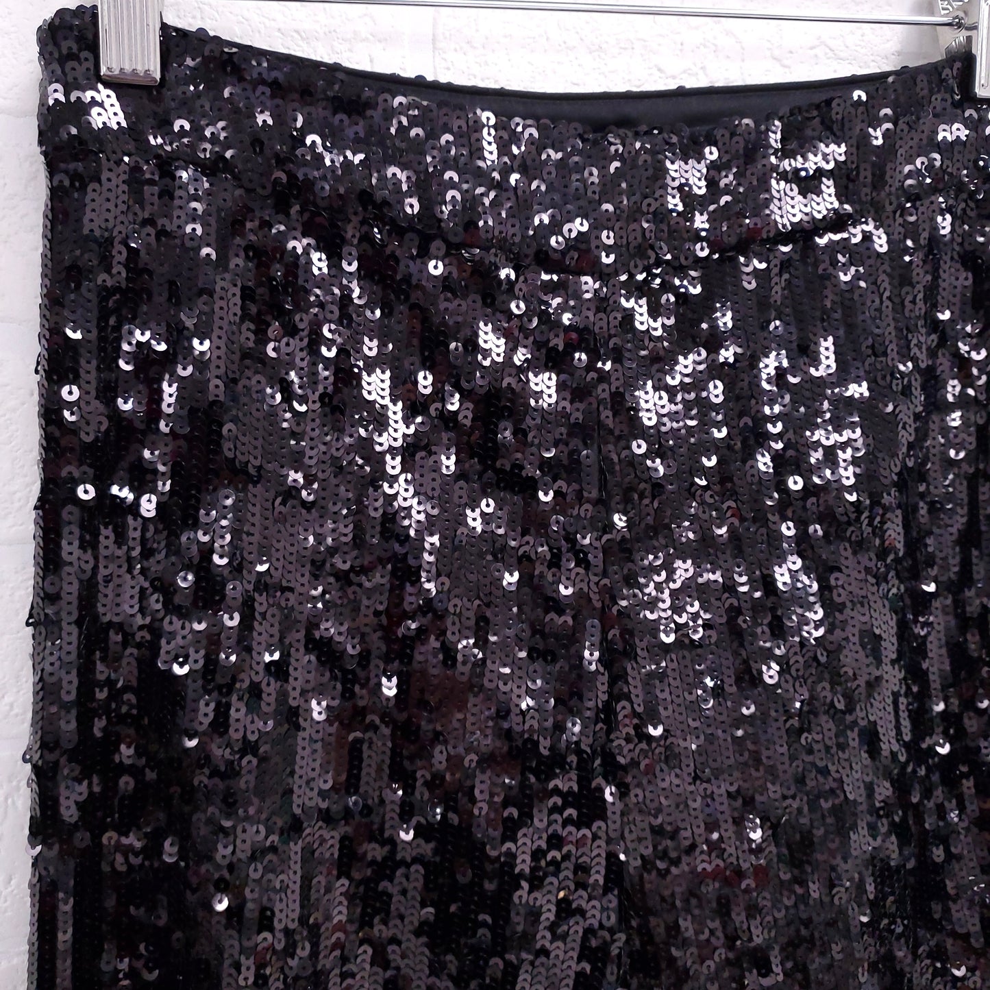 ELLERY PANTS WITH SEQUIN FRINGE HEM DETAIL - SIZE 38