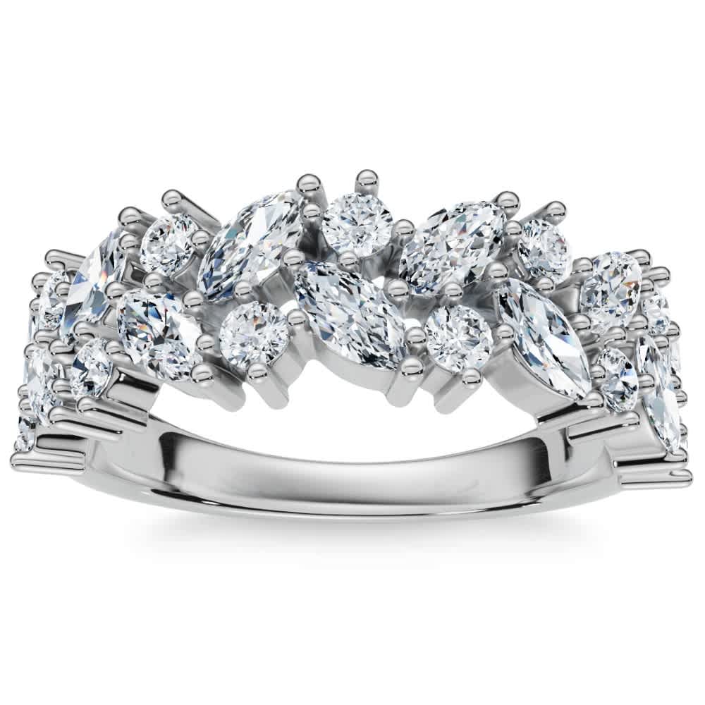 1 1/3Ct Marquise Designed Anniversary Band Cut 14k Gold Lab Grown