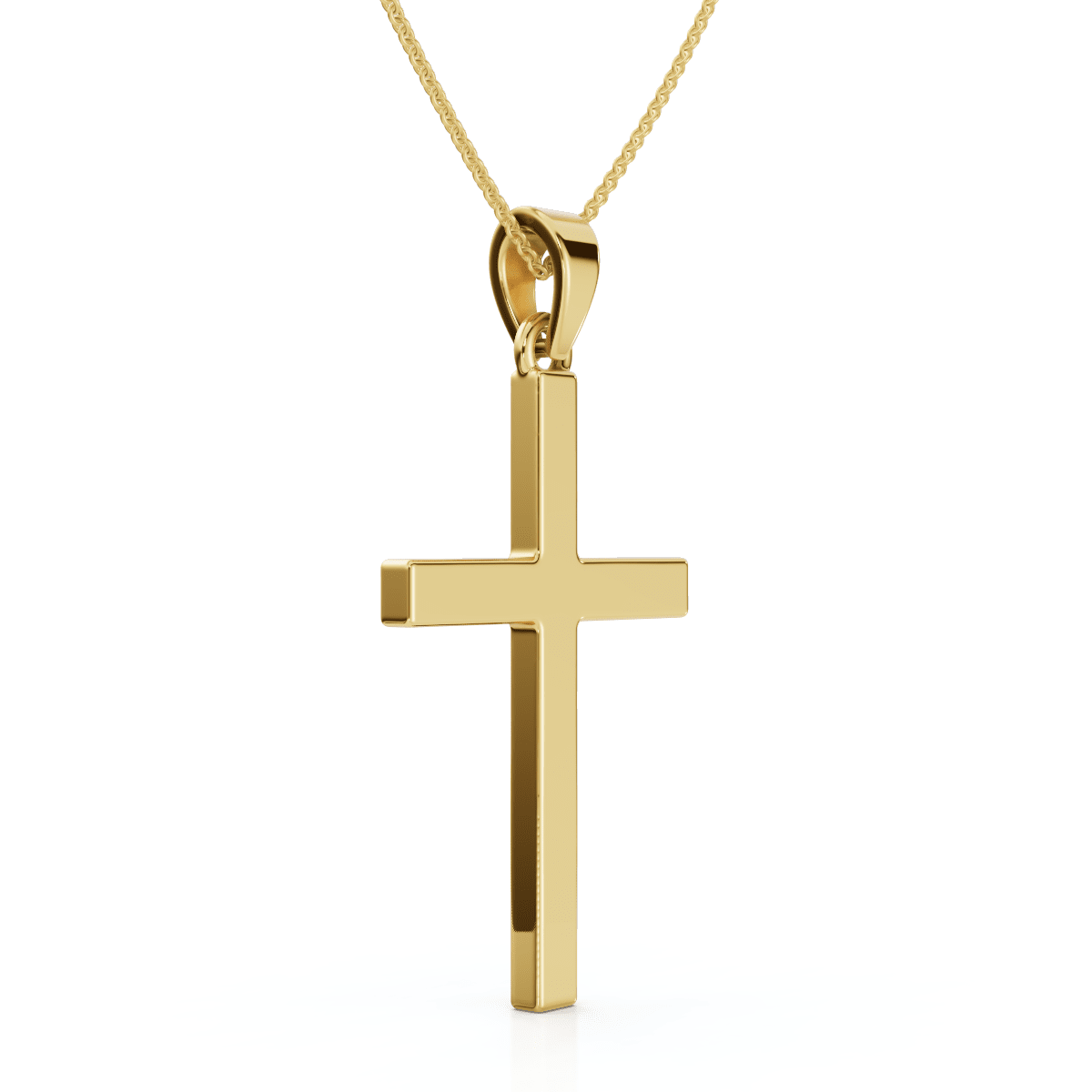 14k Gold Polished Cross Pendant Necklace & 18" 14k Chain
