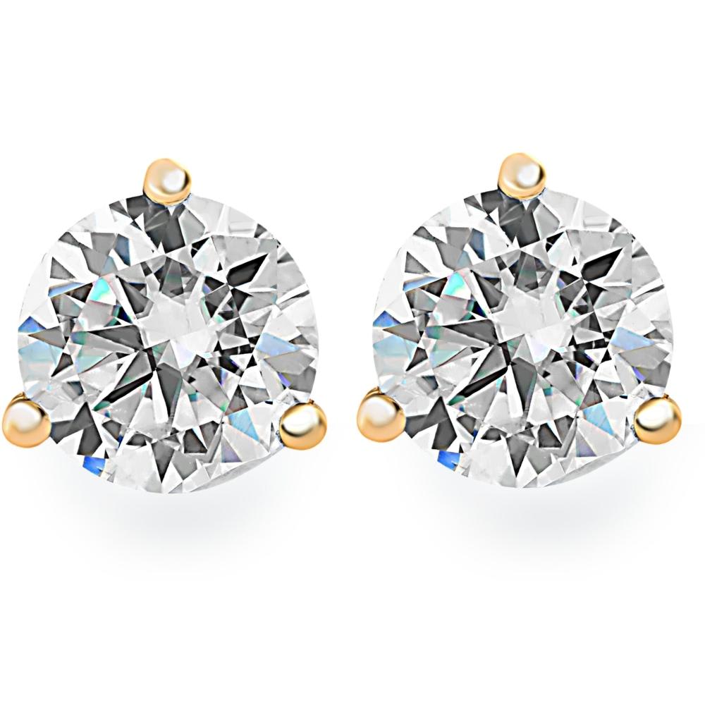 .75Ct Round Brilliant Cut Natural Diamond Stud Earrings in 14K Gold Martini Setting
