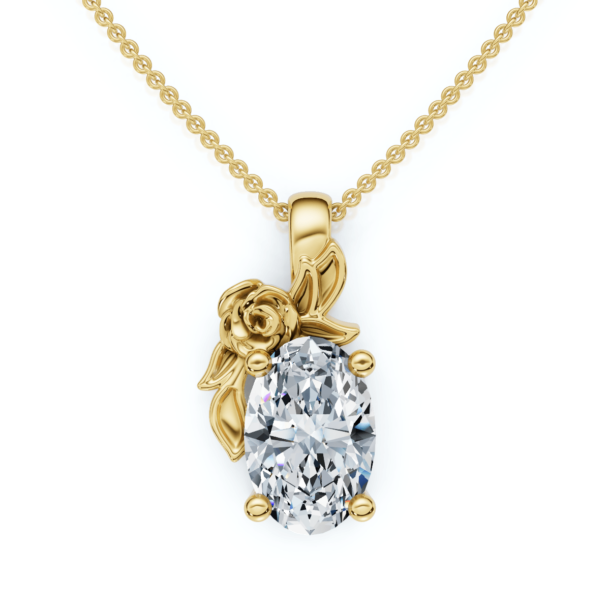 1Ct Oval Diamond Pendant 14k Gold Lab Grown Necklace