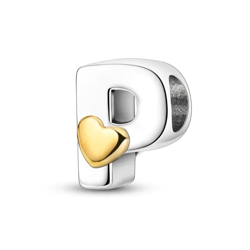 Gold Heart Letter A~Z Alphabet Charm