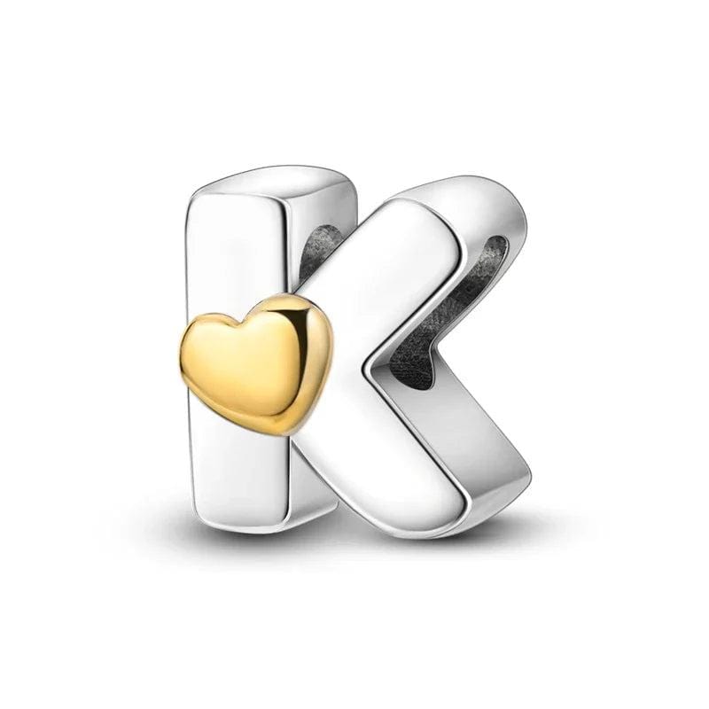 Gold Heart Letter A~Z Alphabet Charm