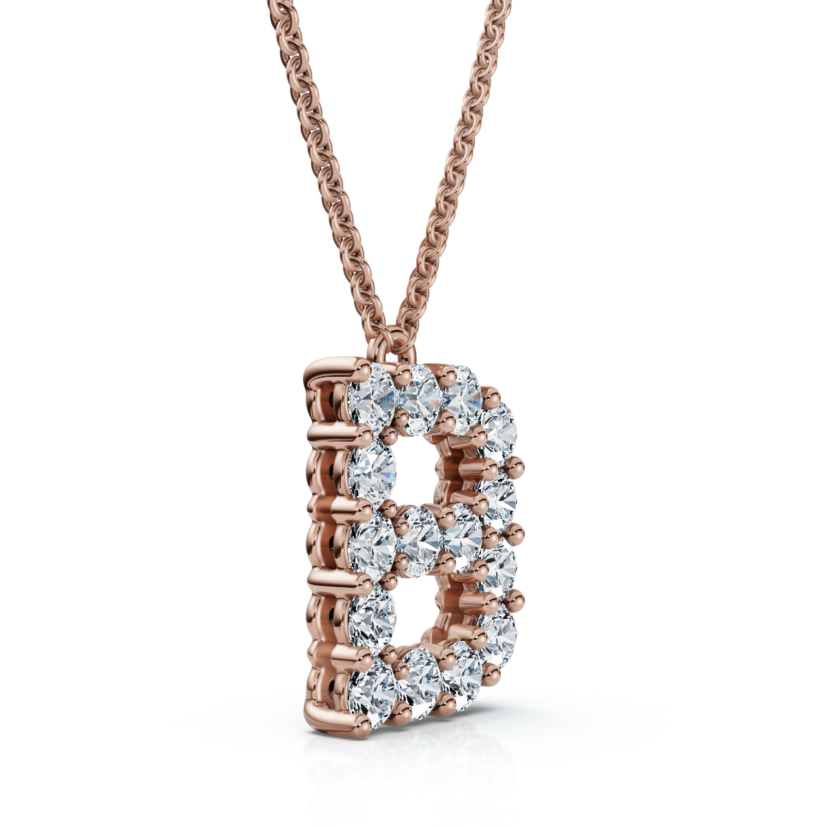 1Ct Diamond Initial "B" Pendant 14k Gold 18" Necklace Lab Grown 5/8" Tall