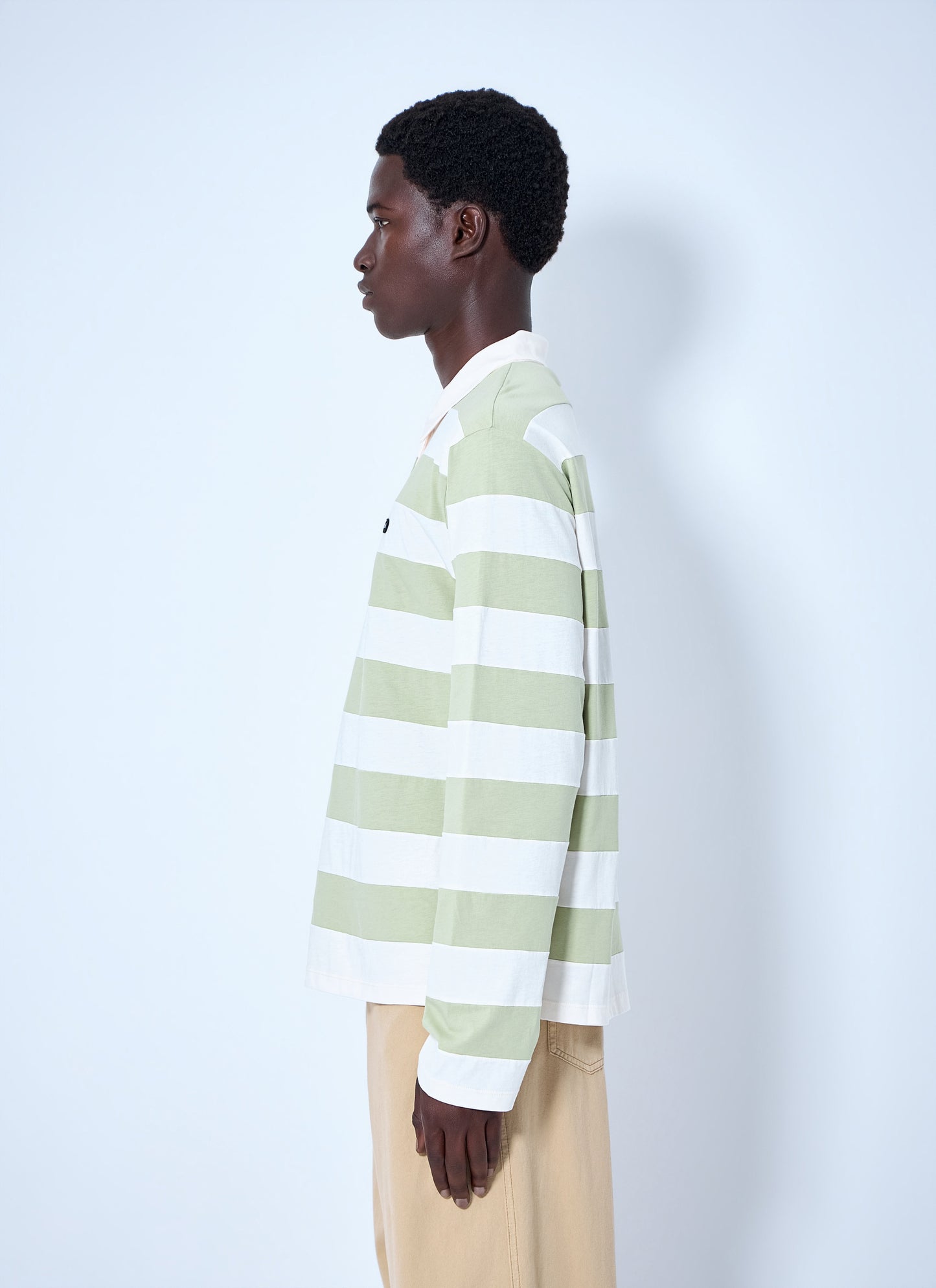 Miu Miu Men Striped Jersey Polo Shirt