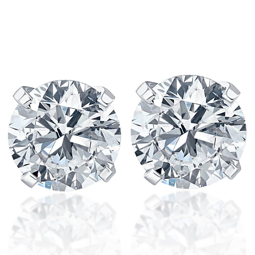 1.25Ct Round Brilliant Cut Natural Quality VS2-SI1 Diamond Stud Earrings in 14K Gold Classic Setting