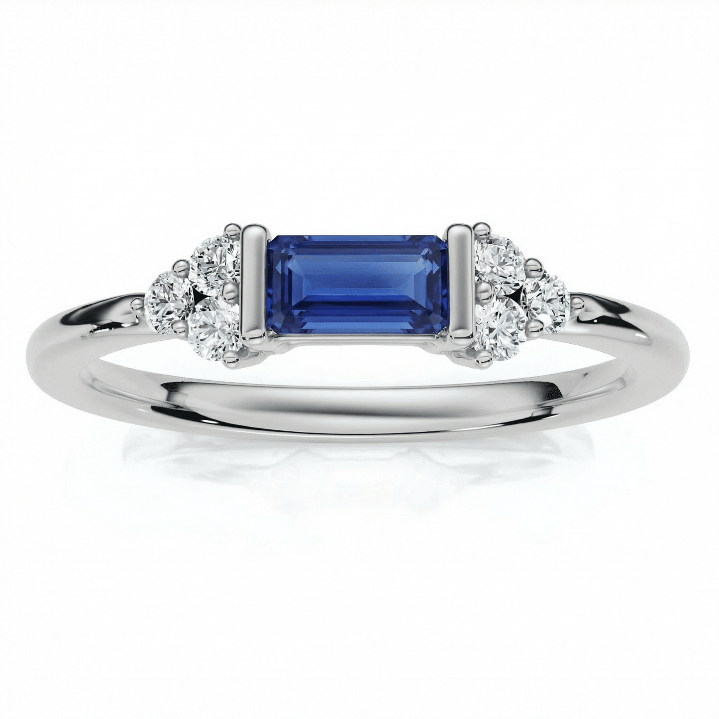 1/3Ct Thin Sapphire Diamond Stackable Wedding Ring 14k Gold Lab Grown