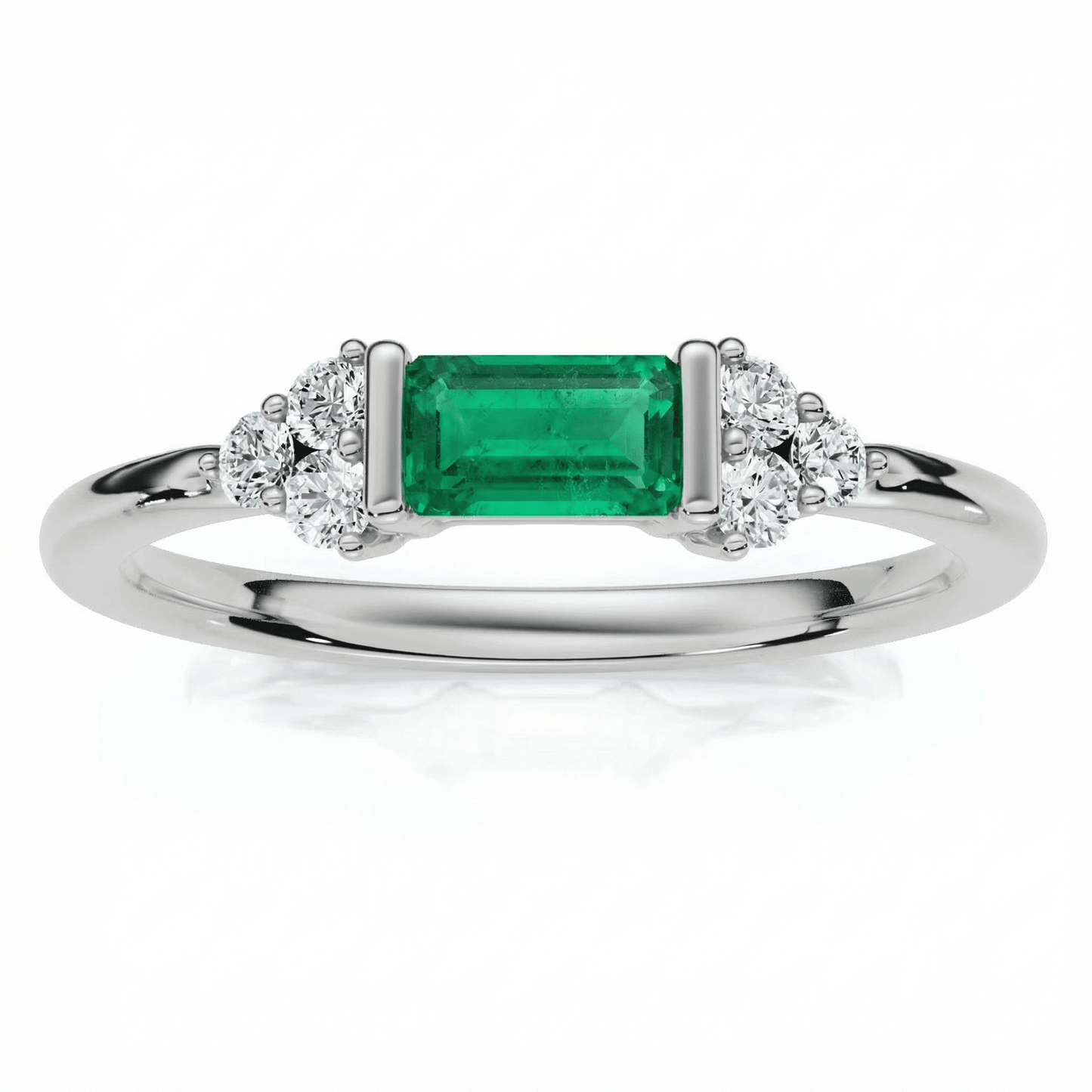 1/3Ct Thin Emerald Diamond Stackable Wedding Ring 14k Gold Lab Grown