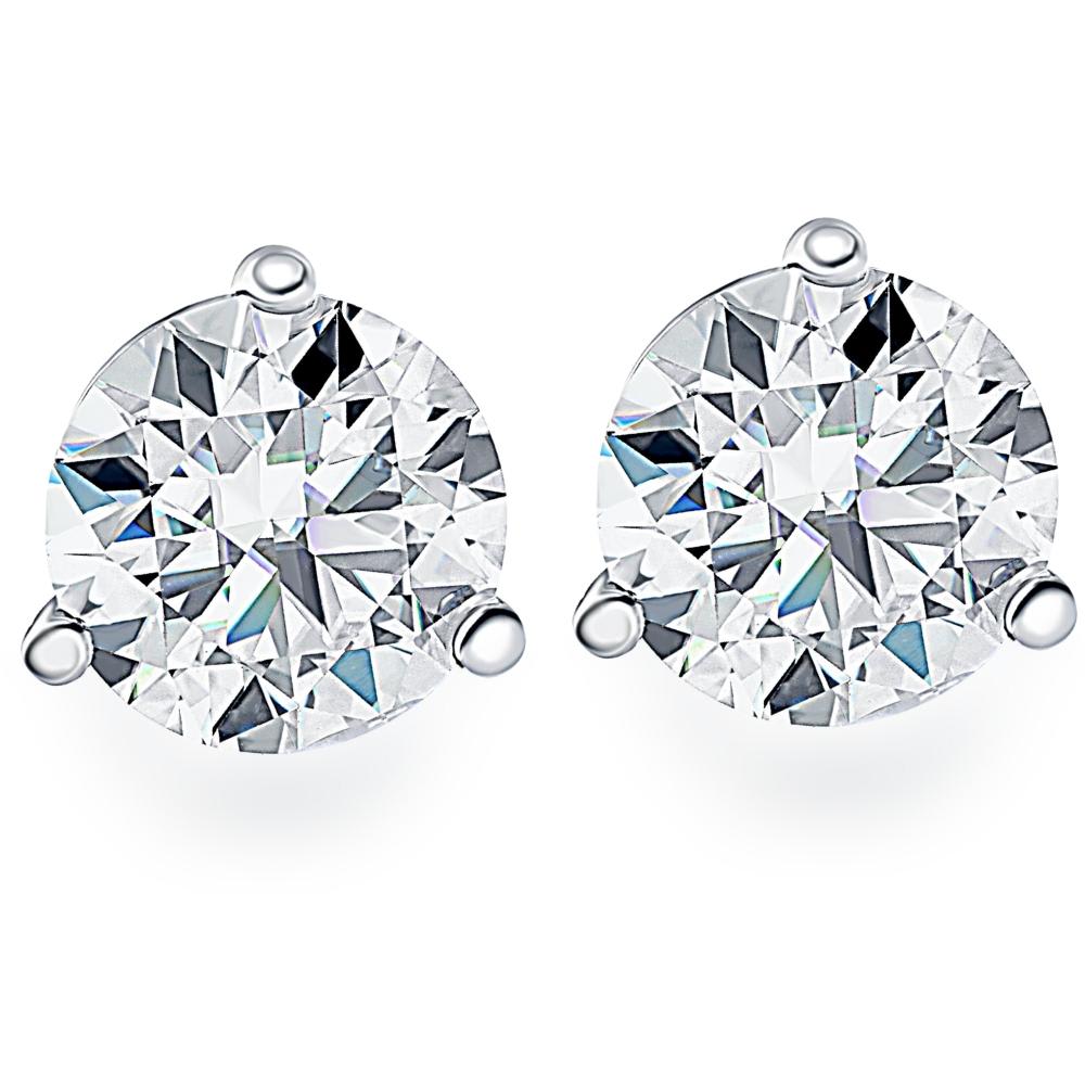 1.00Ct Round Brilliant Cut Natural Quality VS2-SI1 Diamond Stud Earrings in 14K Gold Martini Setting