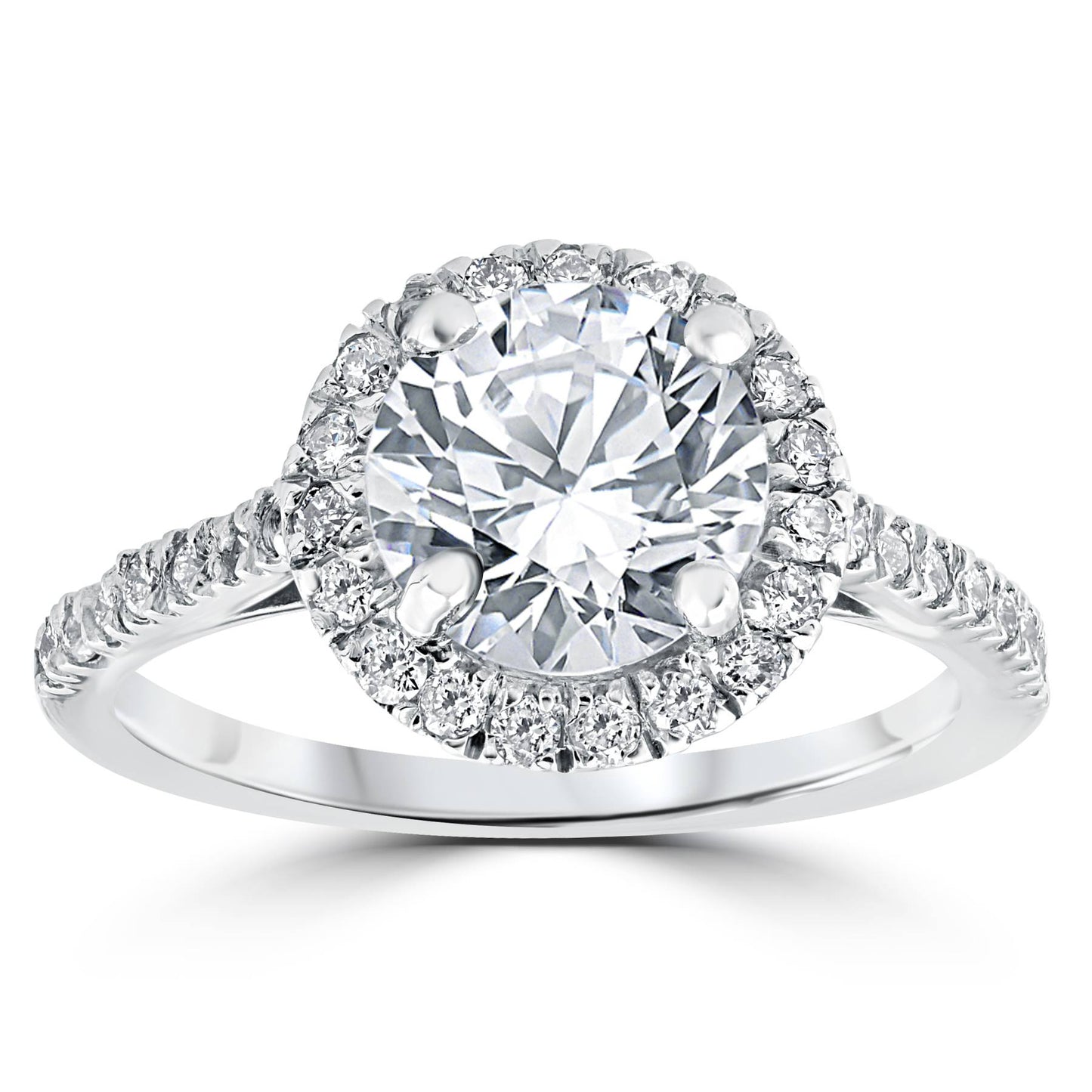 Certified 2 1/3Ct Round Diamond Halo Engagement Ring 14k White Gold Lab Grown Size Selectable