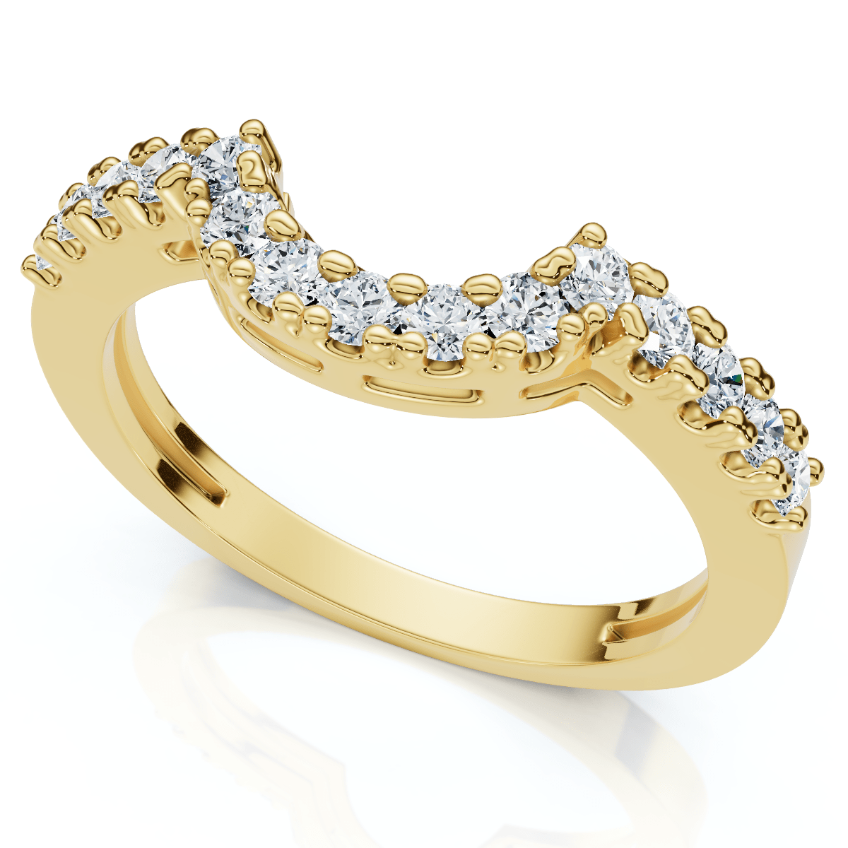 1/4Ct Notched Diamond Guard Anniversary Ring 14k Gold Lab Grown