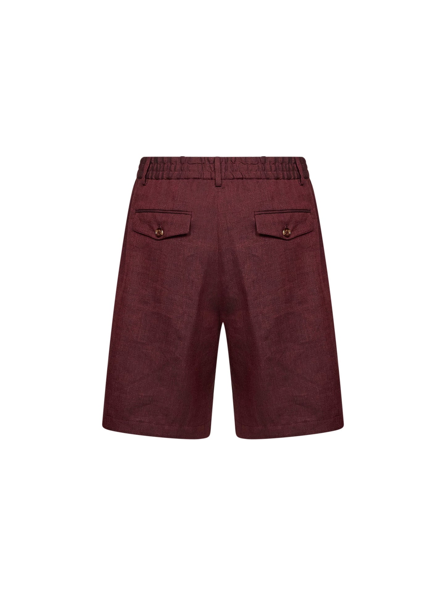 Brunello Cucinelli Men Cherry Chevron Linen And Virgin Wool Bermuda Shorts