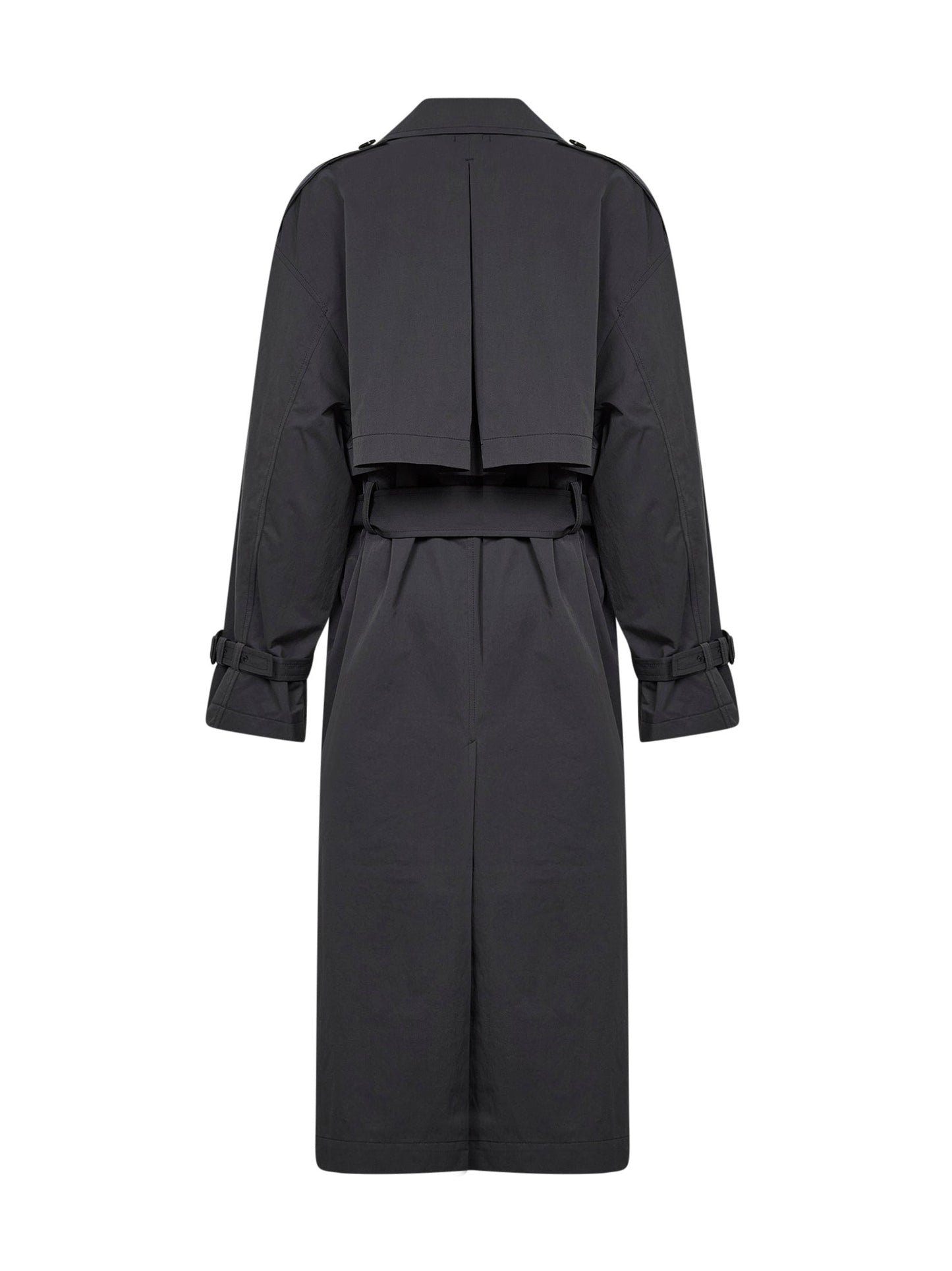 Toteme Women Washed Black Crisp Cotton Blend Double-Breasted Trench Coat