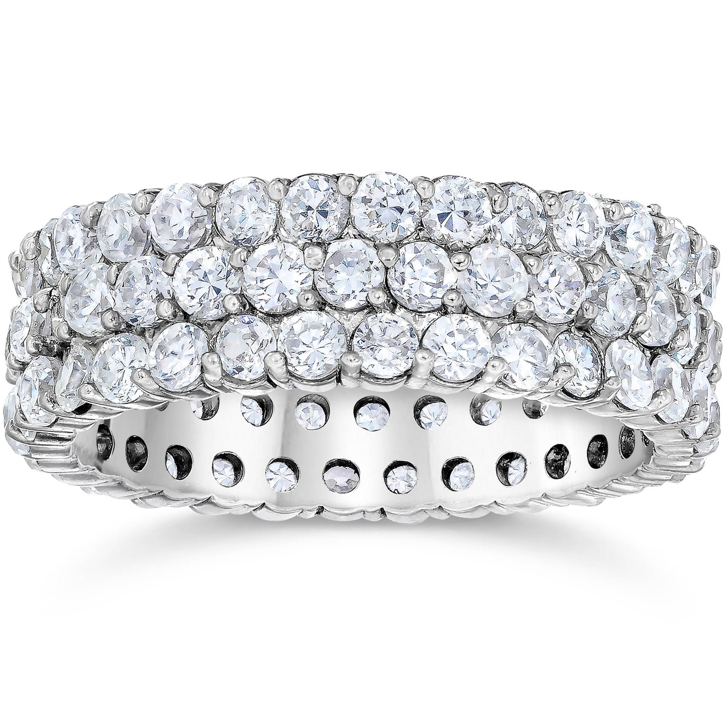 3 1/2ct 3-Row Lab Grown Diamond Eternity Ring 14K White Gold Size: 10