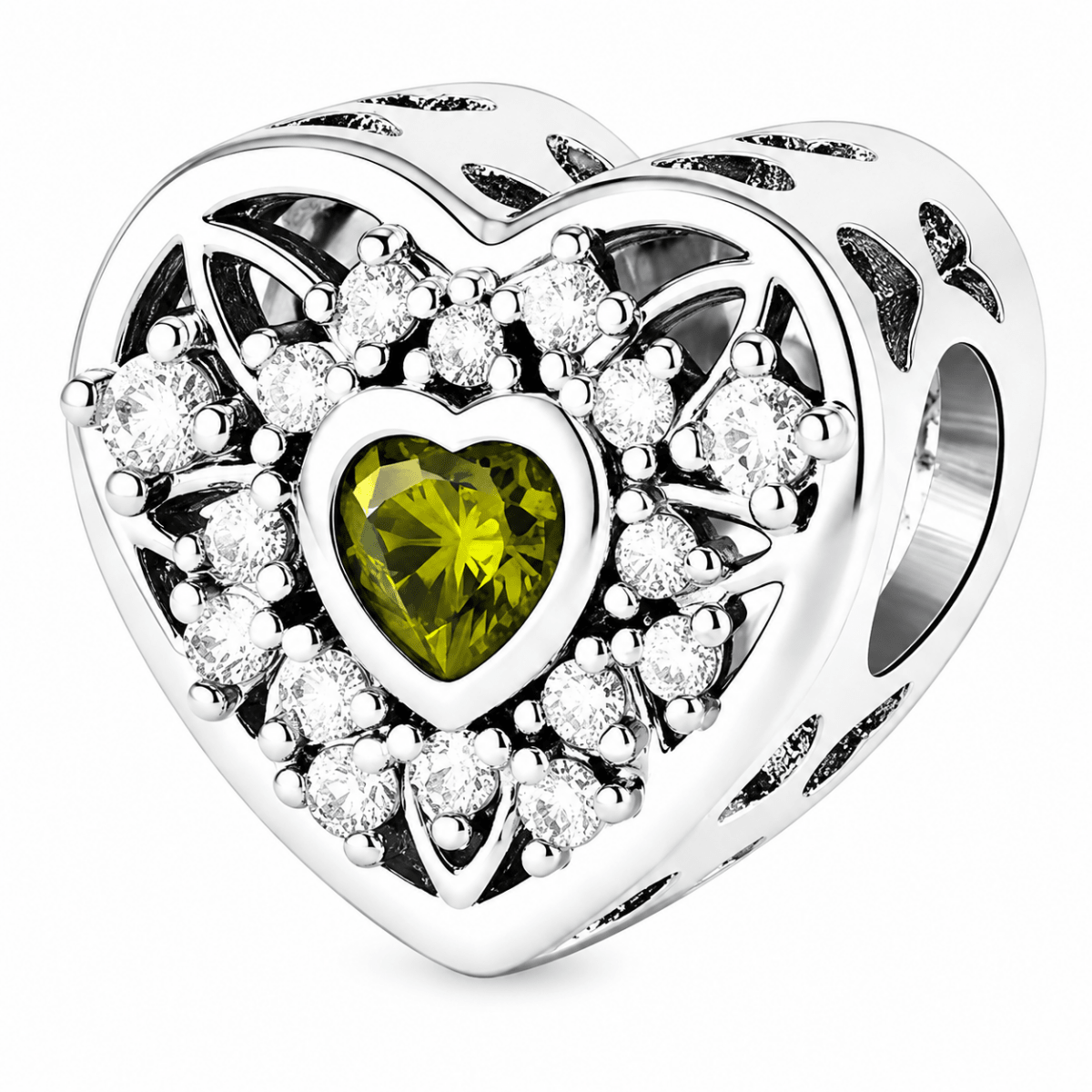 Personalized Photo & Heart Birthstone Halo Charm
