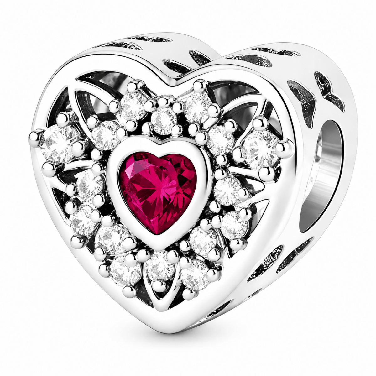 Personalized Photo & Heart Birthstone Halo Charm