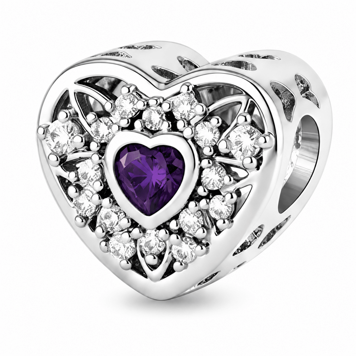 Personalized Photo & Heart Birthstone Halo Charm