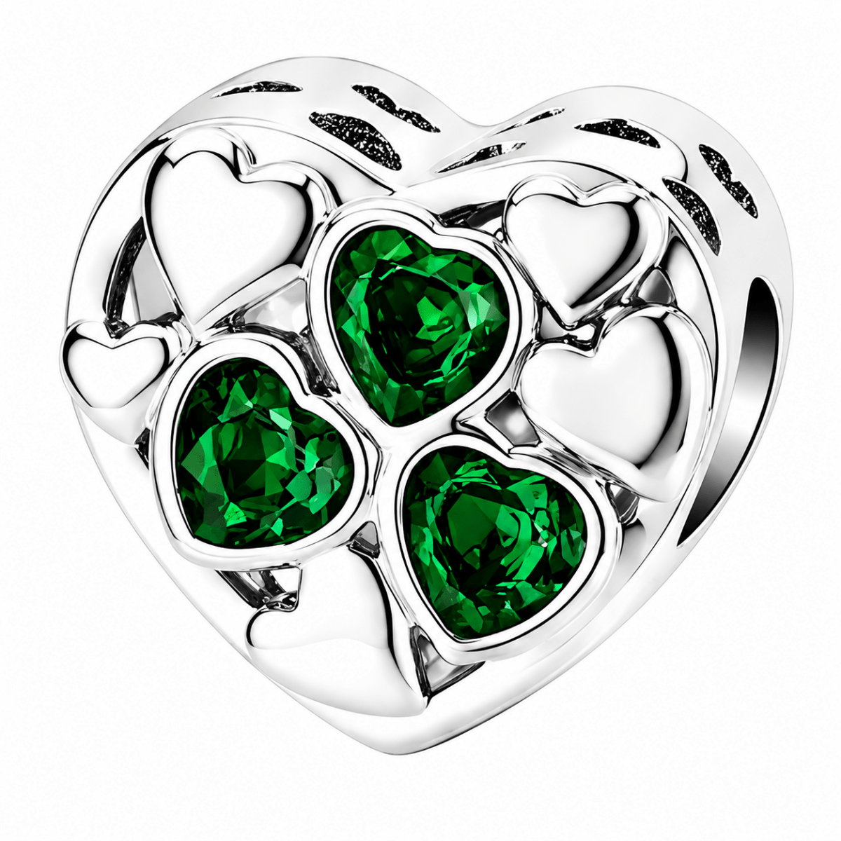 Personalized Photo & Triple Birthstone Heart Charm