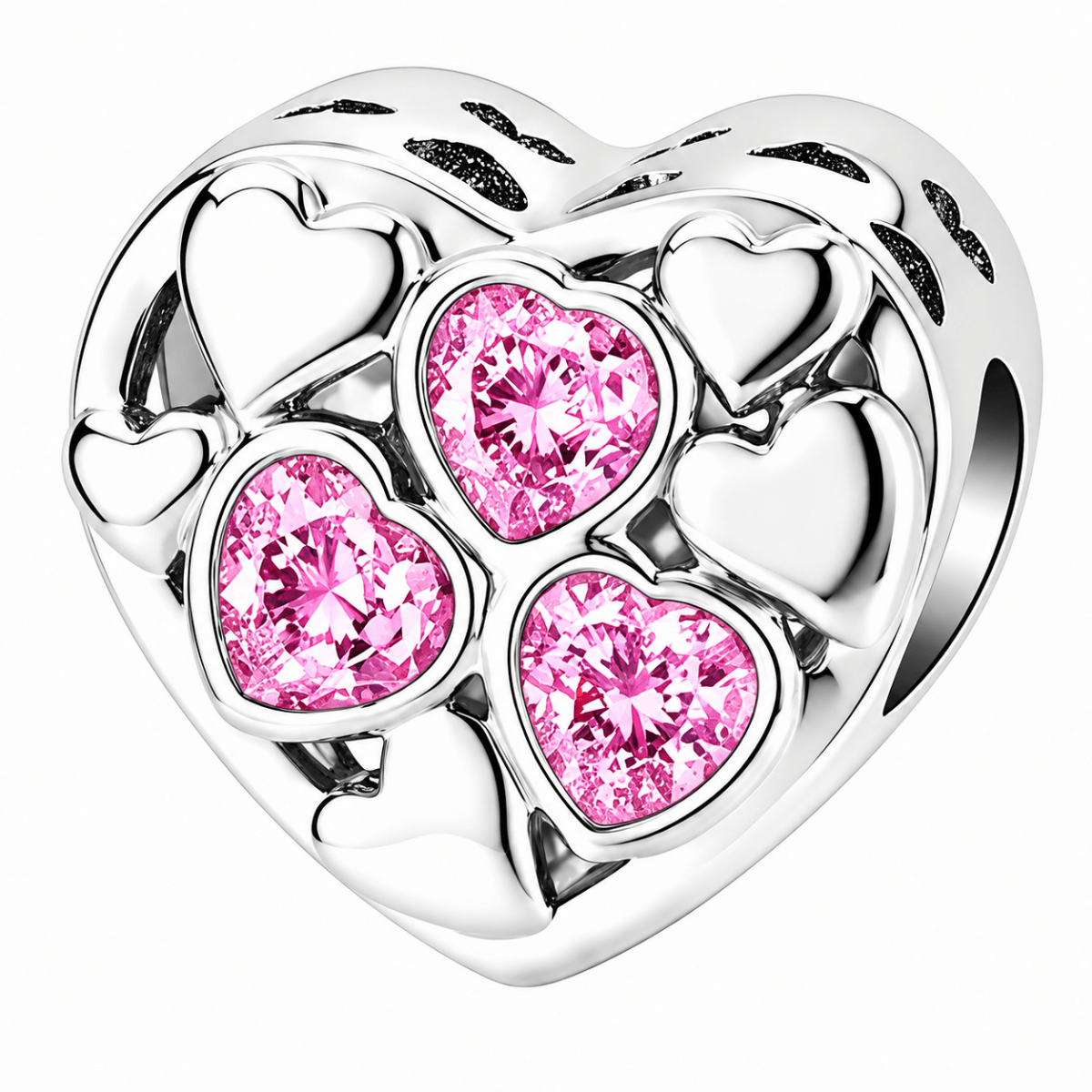 Personalized Photo & Triple Birthstone Heart Charm