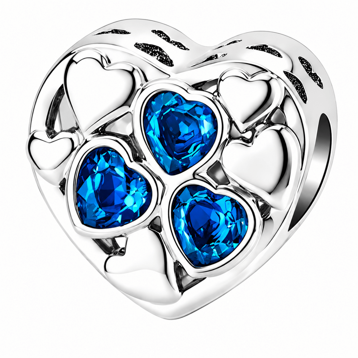 Personalized Photo & Triple Birthstone Heart Charm