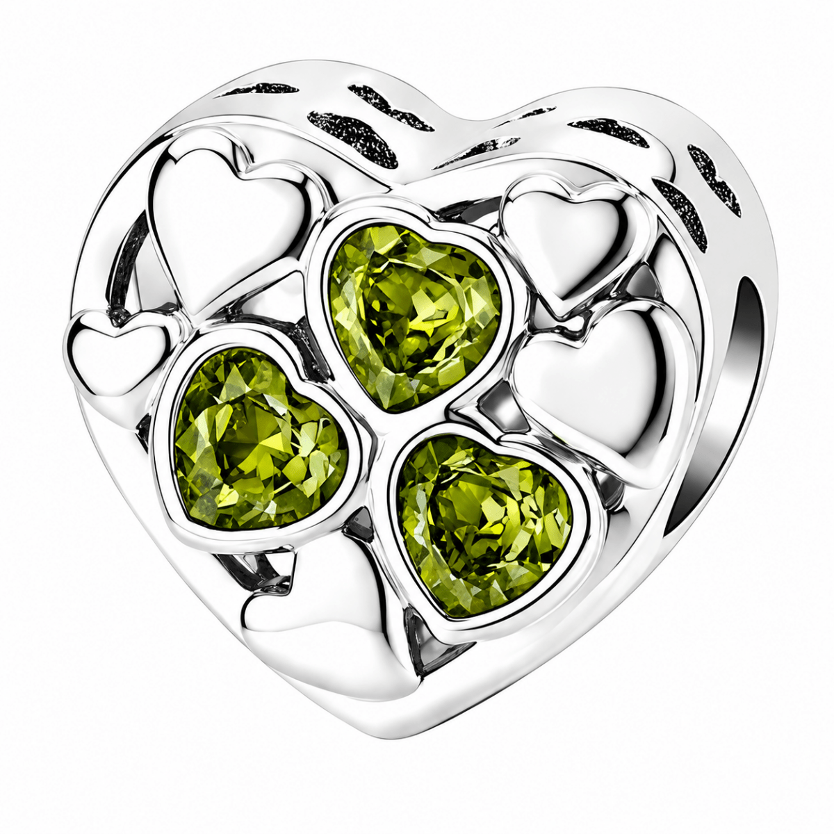 Personalized Photo & Triple Birthstone Heart Charm