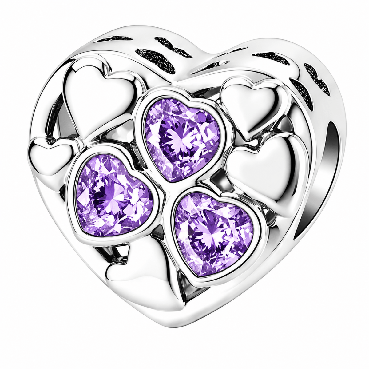 Personalized Photo & Triple Birthstone Heart Charm