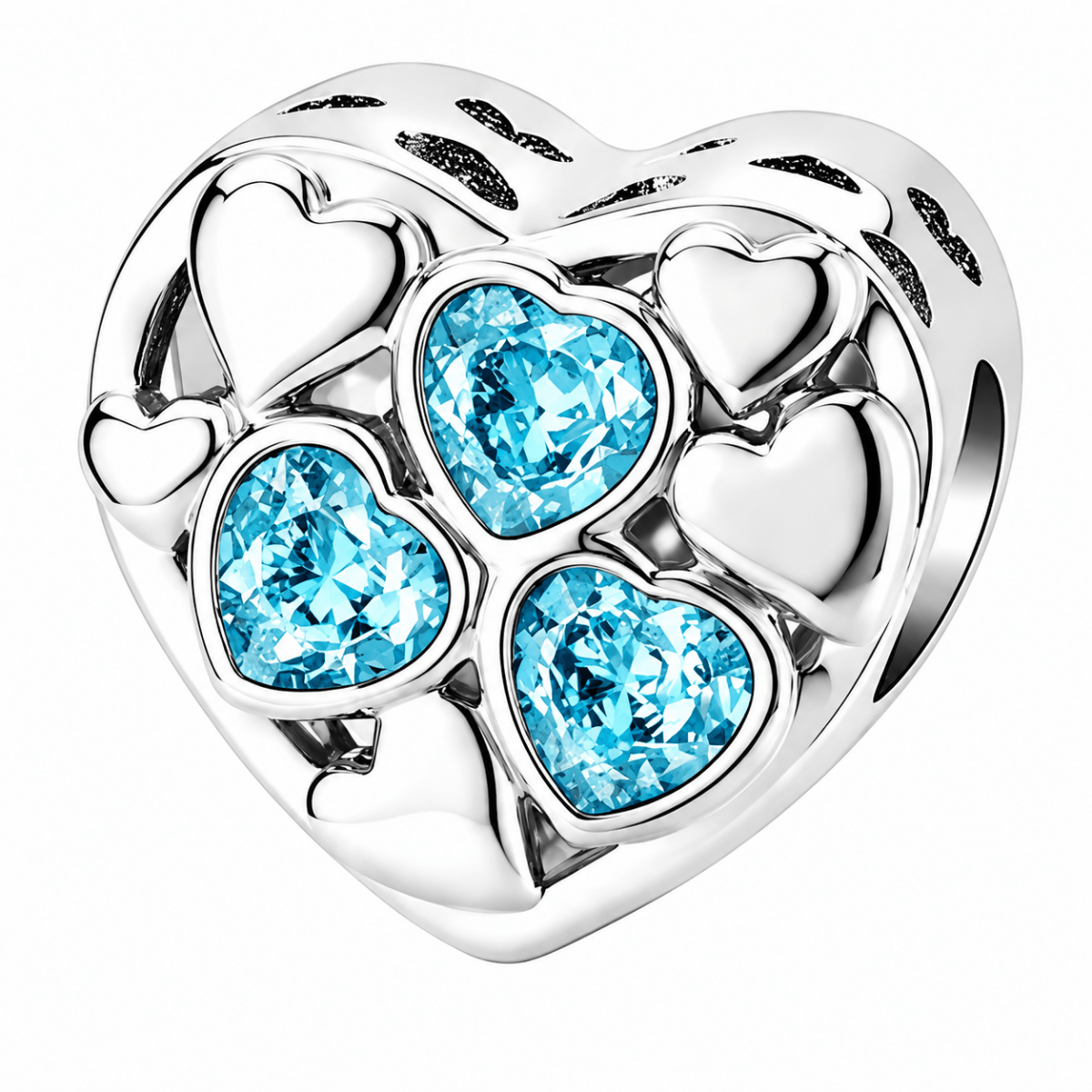 Personalized Photo & Triple Birthstone Heart Charm