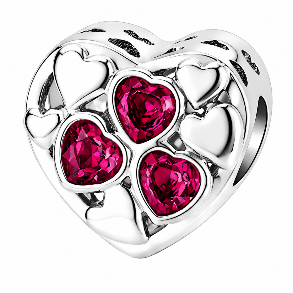 Personalized Photo & Triple Birthstone Heart Charm