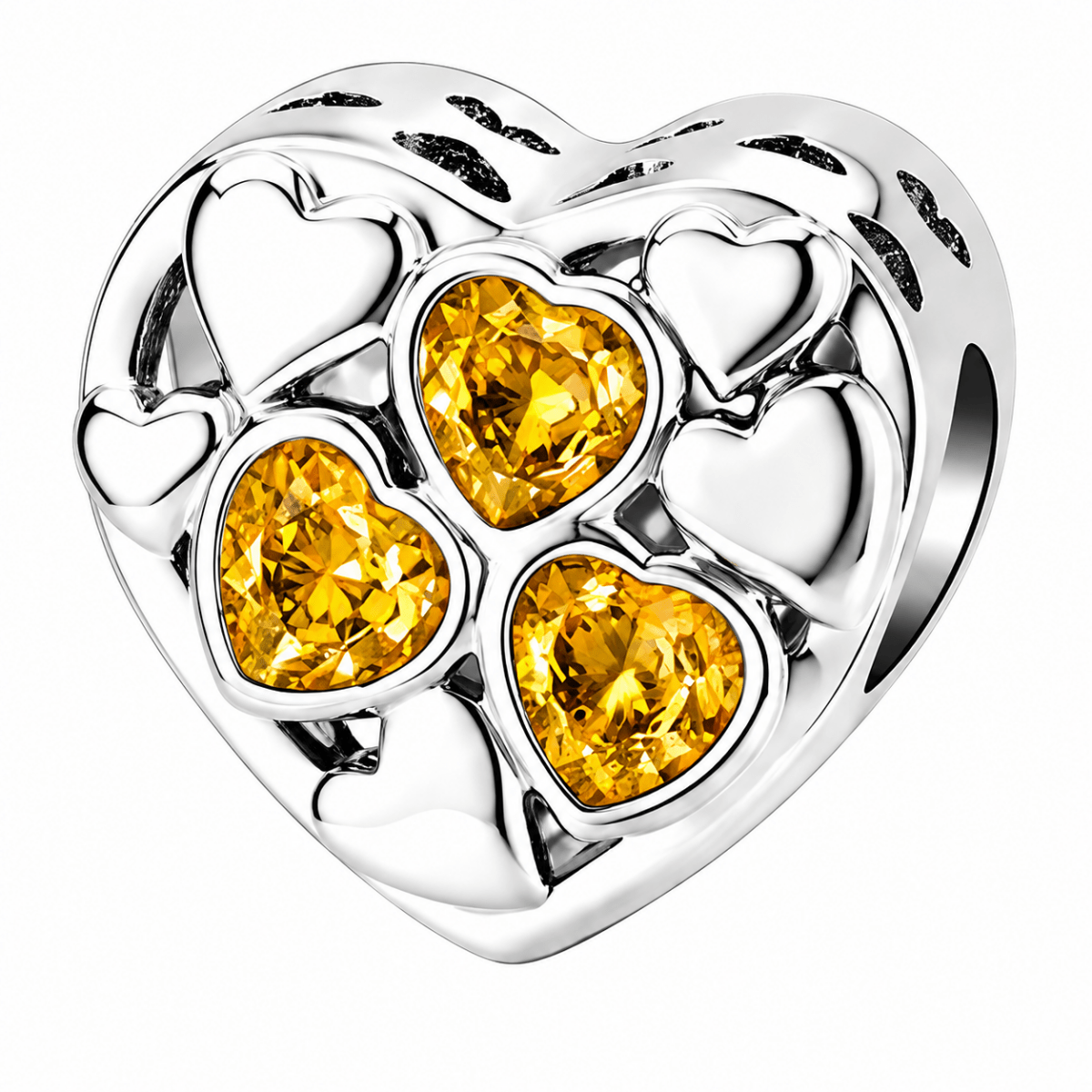 Personalized Photo & Triple Birthstone Heart Charm