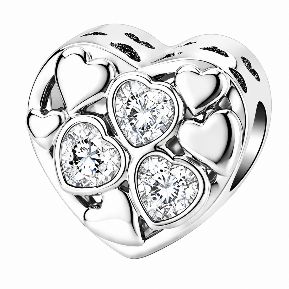Personalized Photo & Triple Birthstone Heart Charm