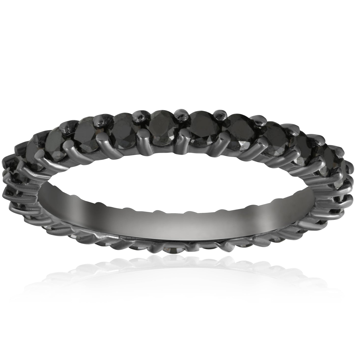 1 1/2ct Treated Black Diamond Eternity Ring 14K Black Gold Size Selectable