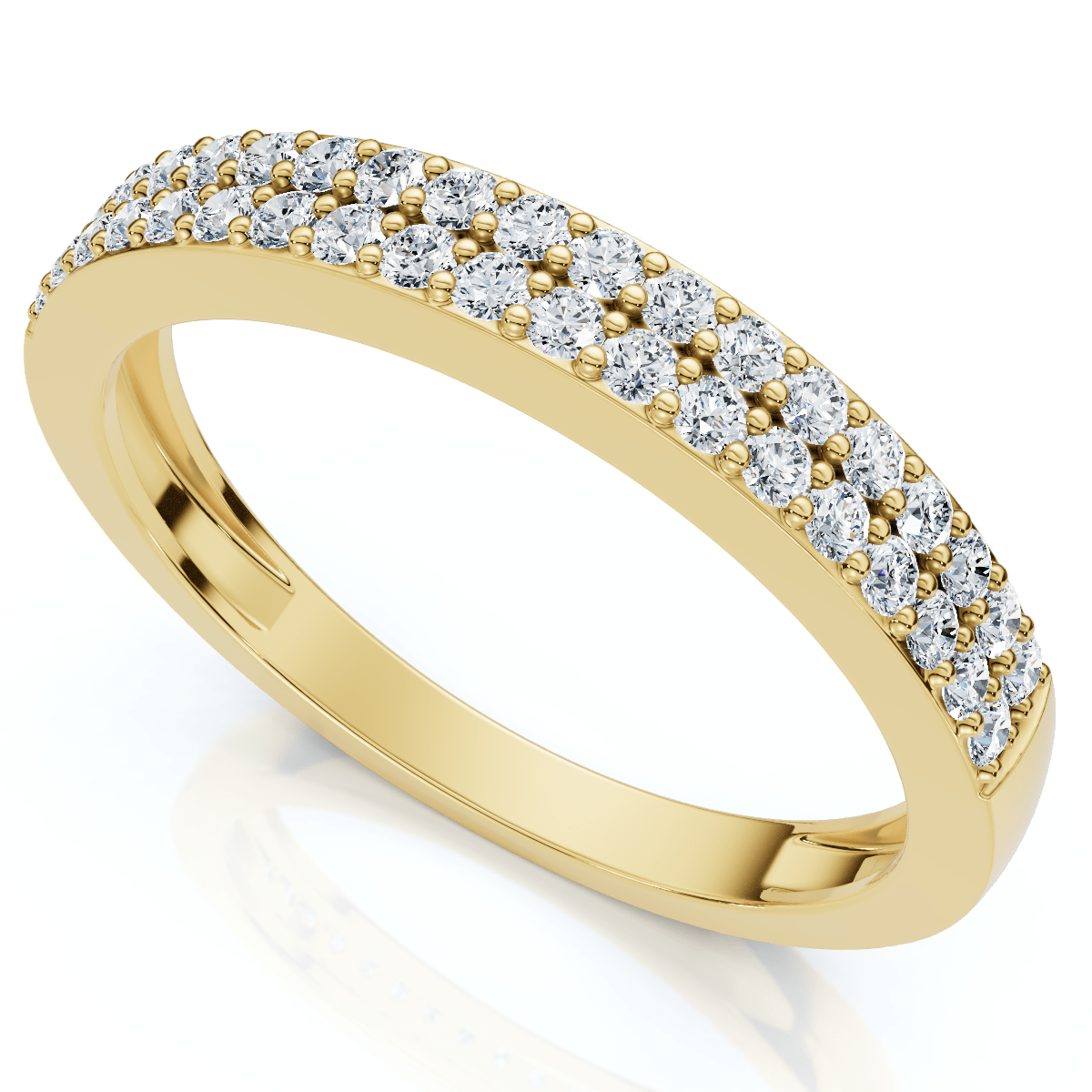 1/4Ct Pave Double Row Wedding Ring Stackable Band 10k Gold Lab Grown