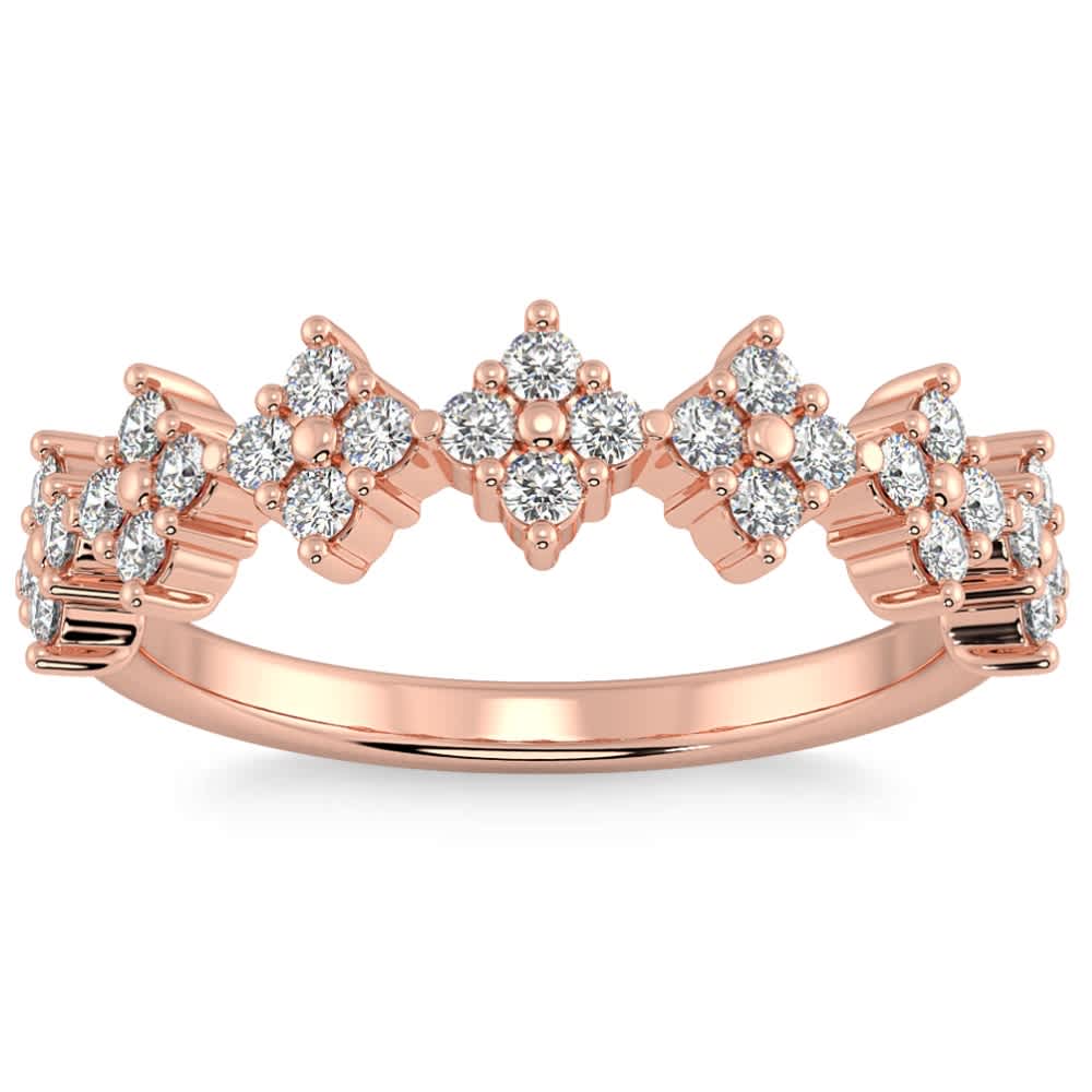 1/2Ct TW Round Cut Diamond Wedding Ring 14k Gold Stackable Band Lab Grown