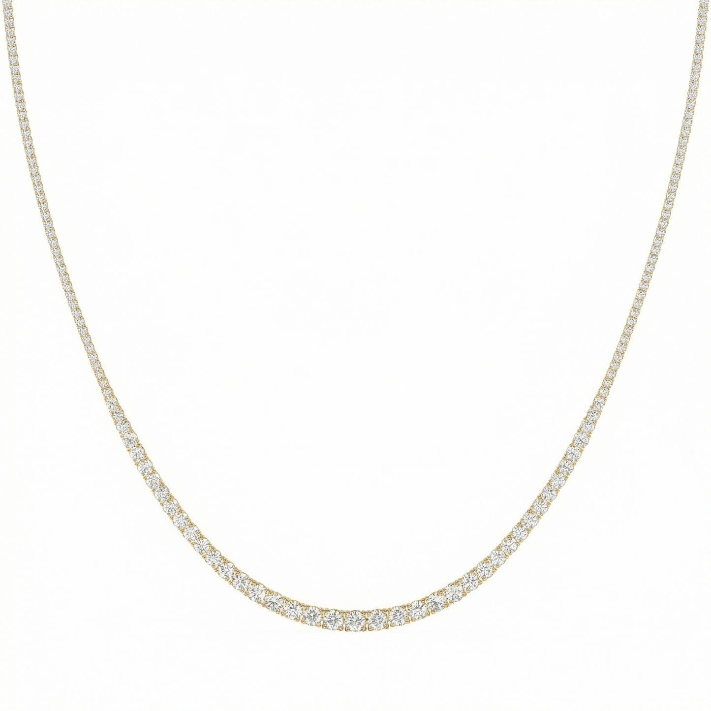 10Ct Graduated Diamond Tennis Necklace Lab Grown 14k Gold 18"