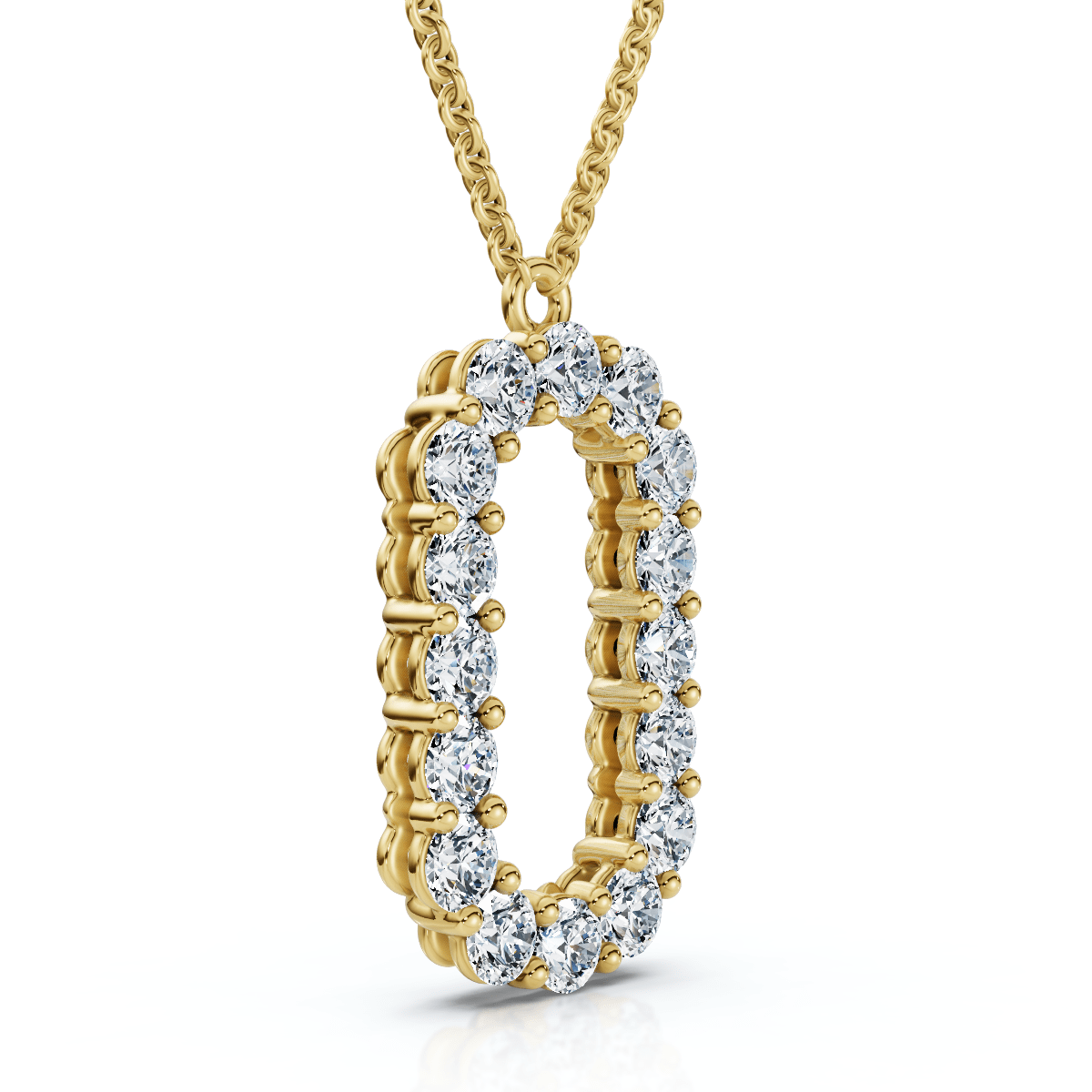 1Ct Diamond Initial "O" Pendant 14k Gold 18" Necklace Lab Grown 5/8" Tall Size: Regular