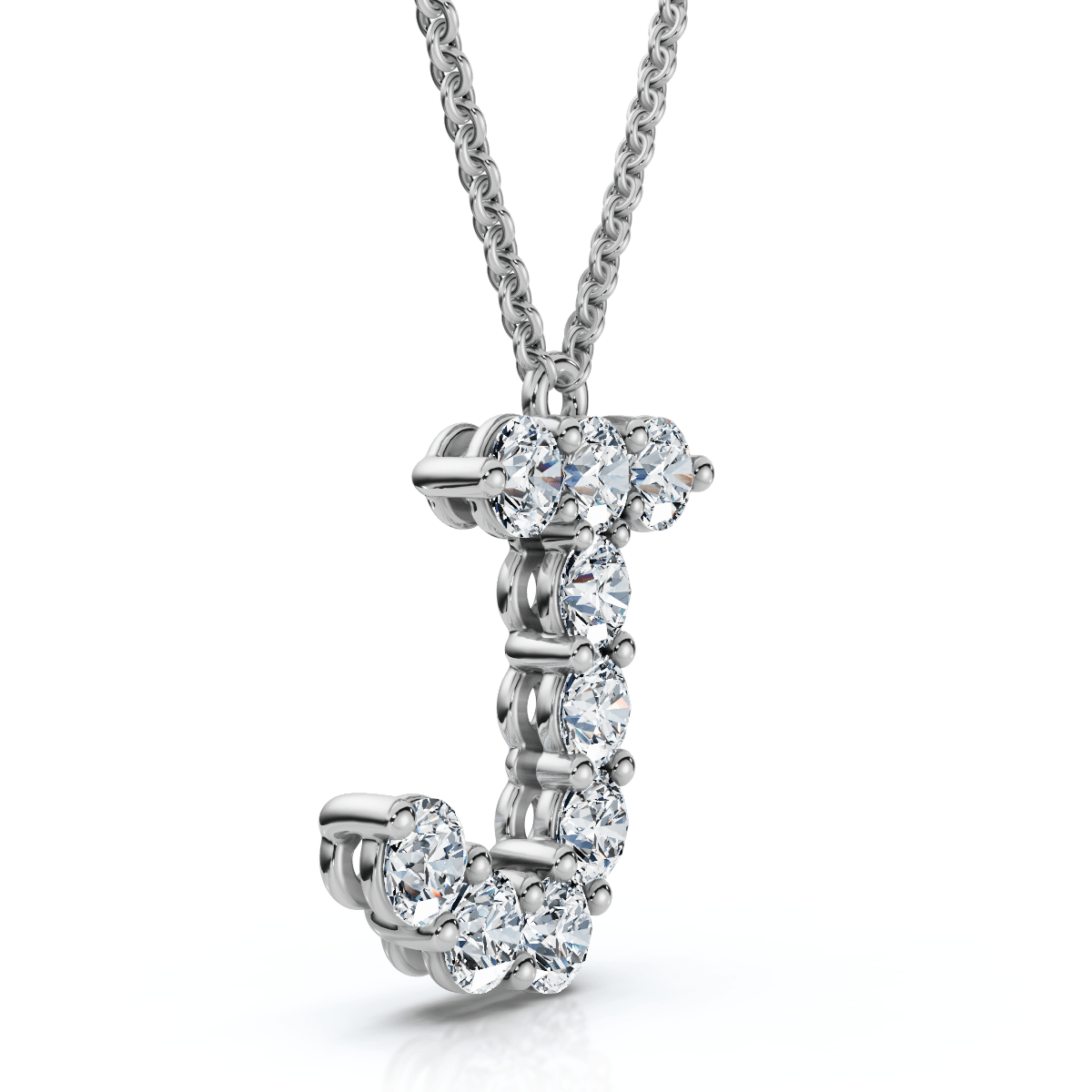 1Ct Diamond Initial "J" Pendant 14k Gold 18" Necklace Lab Grown 5/8" Tall
