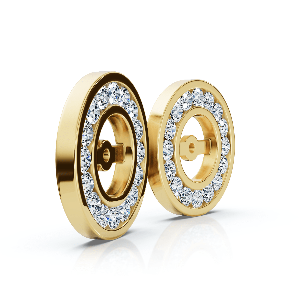 1/2Ct TW Round Diamond Stud Jackets 14k Gold Lab Grown (5.5mm)