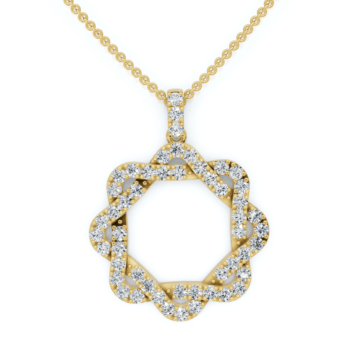 1Ct Intertwined Circle Diamond Pendant Women's Gold Necklace Lab Grown