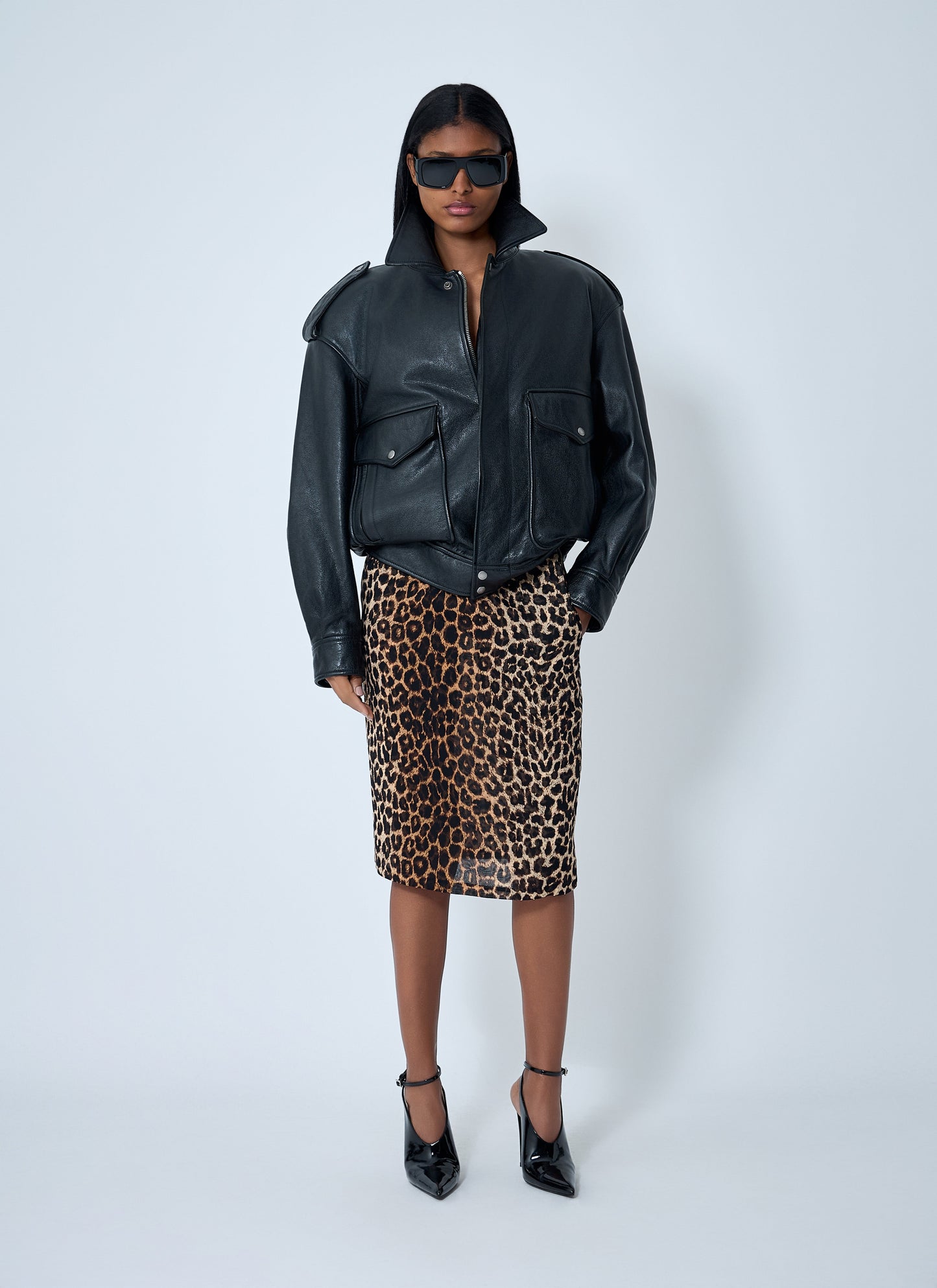 Saint Laurent Women Grained Leather Jacket