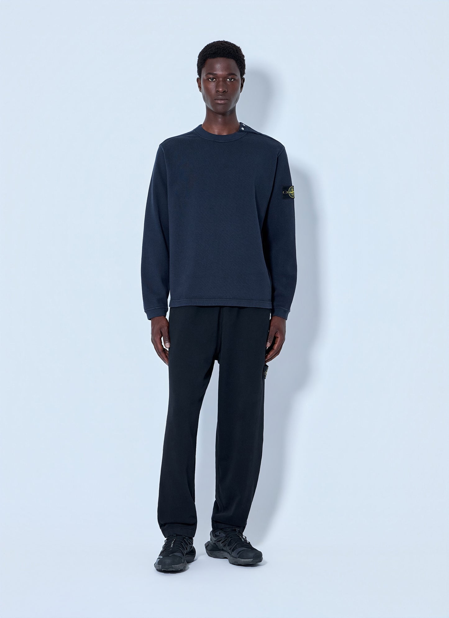 Stone Island Men Crewneck Sweatshirt With Sleeve Logo Patch